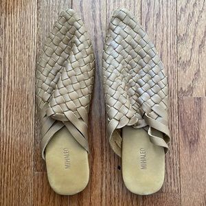 Milaheo Leather Woven Pointed Flats Slow Fashion